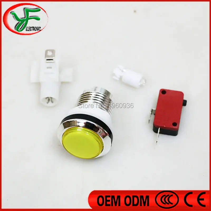 2 шт./лот хромированная Посеребренная подсветка 1P 2P логотип LED старт Аркады Кнопка