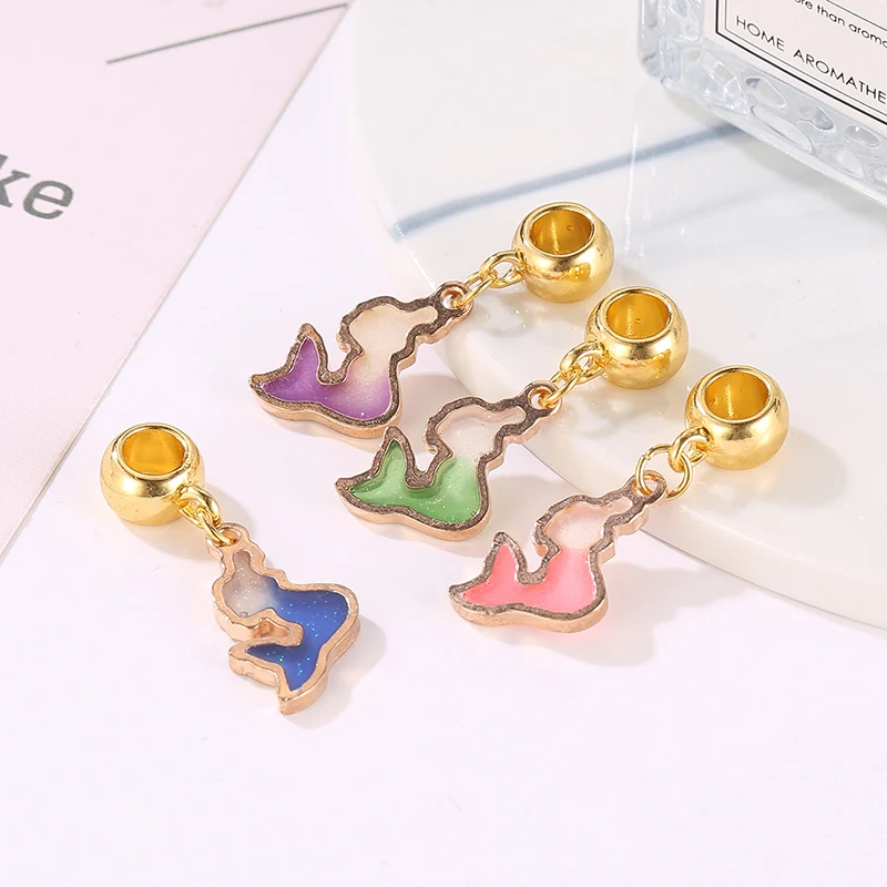 

New Original Free Shipping Silver Plated Bead Alloy Mermaid Dangle Charm Enamel Fit Bracelet Necklace DIY Women Jewelry