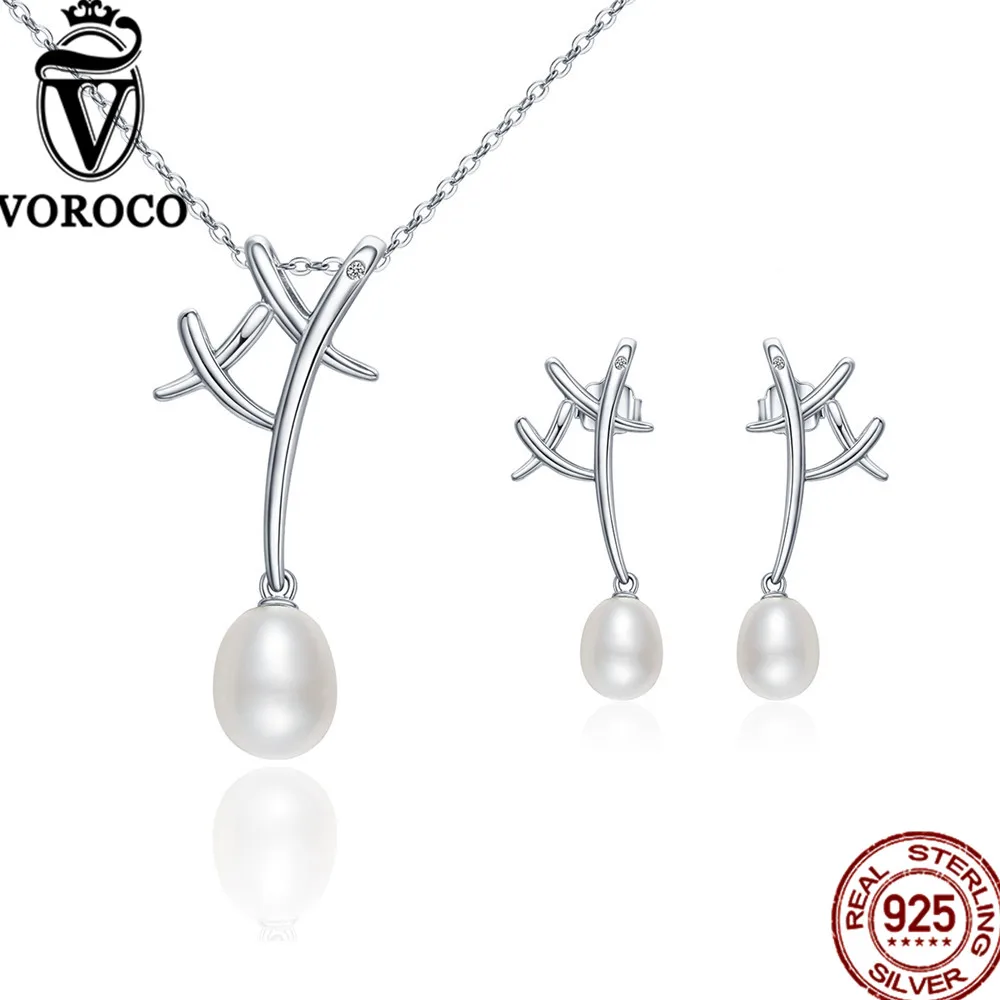 Женский ювелирный комплект из серебра 2017 пробы с натуральным пресноводным