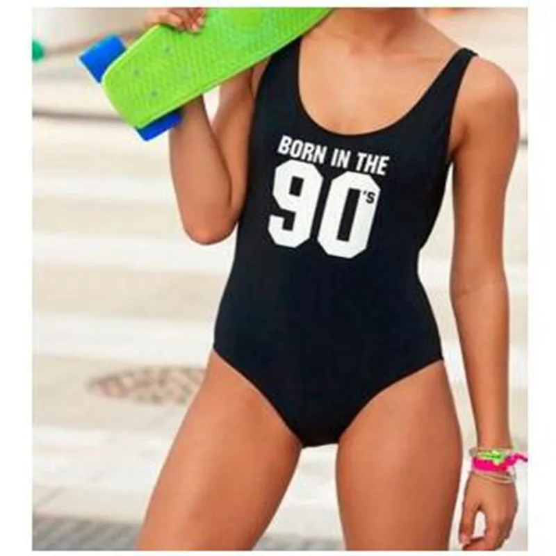 Born In The 90's сексуальные стринги Цельный купальник для женщин монокини с высоким