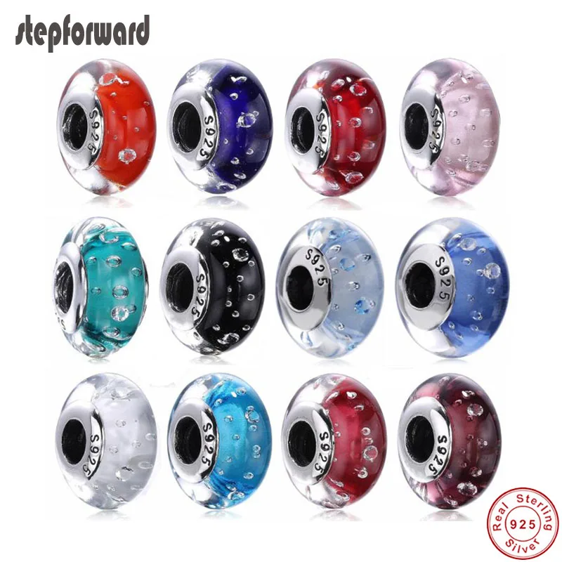 

Высокое качество красивые красочные 925 стерлингового серебра Ice капли Шарм из муранского стекла для браслета