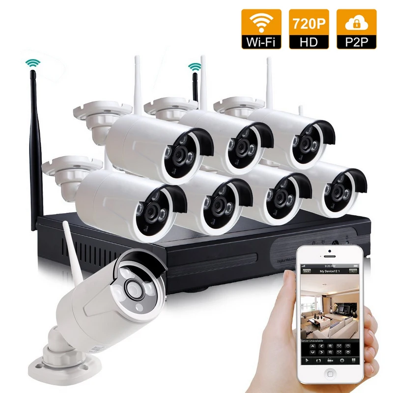 Фотокамера Внешняя беспроводная 720P 8 каналов водонепроницаемая IP66|hdd wifi|hdd wirelesshdd