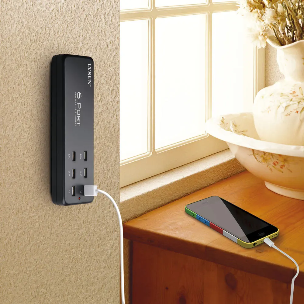 UDOLI 5 в 2.4A 6 портов универсальное настольное USB настенное зарядное устройство