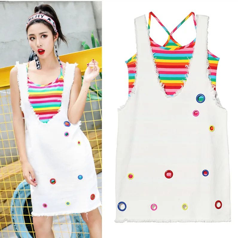 Комплект одежды из 2 предметов новинка 2018 летнее женское джинсовое платье