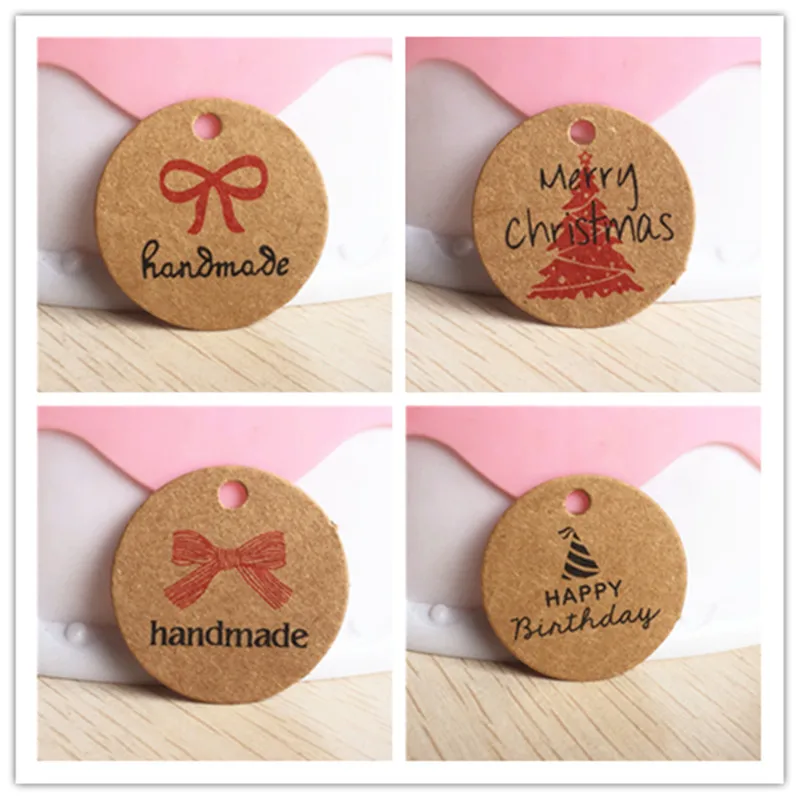 Коричневые крафт-бумажные этикетки ручная работа с надписью Love Thank You для