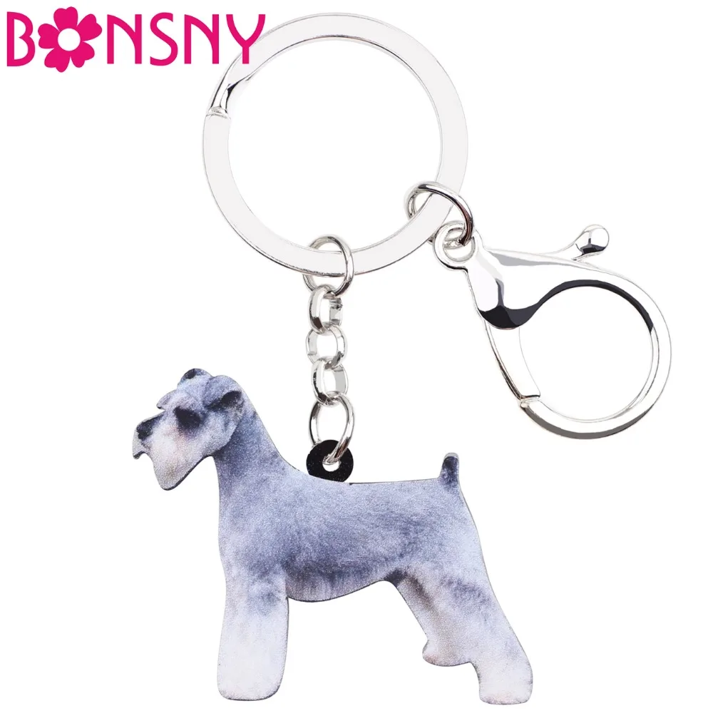 Bonsny Acrylic Anime Lovely Schnauzer Dog Key Chains Keyrings Fashion Jewelry For Women Girl Ladies Handbag Bijoux Kid Gift Bulk | Украшения