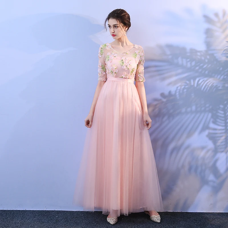 Новое модное милое Клубное элегантное платье в пол с цветочной аппликацией