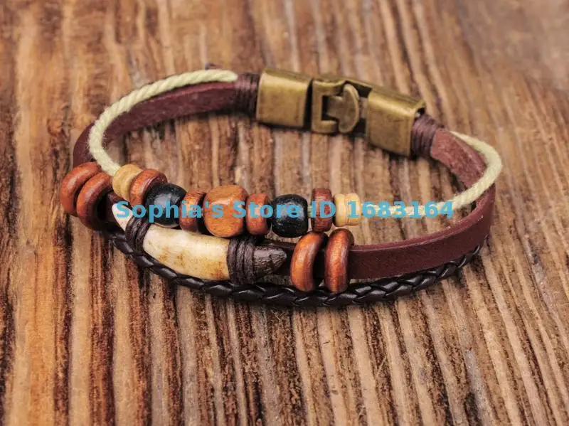 Коричневые модные медные деревянные бусины простая кожа браслет наручная