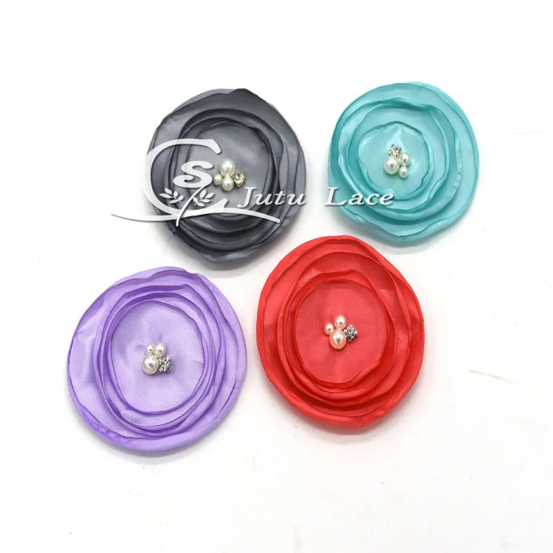 30 шт./лот 3 ''Сатиновые цветы сгоревшие Сатиновые для потертых цветов повязка