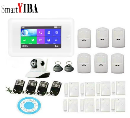 YB10831 SmartYIBA 3G Home Security Alarm System IP Camera Wireless WIFI Burglar Alarm Sensor Motion Android IOS APP Control Amazon Alexa - Color: YB10831