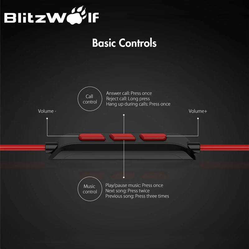 BlitzWolf проводные наушники с микрофоном наушники-вкладыши 3,5 мм наушники с микрофоном для телефона стерео наушники для iPhone смартфона