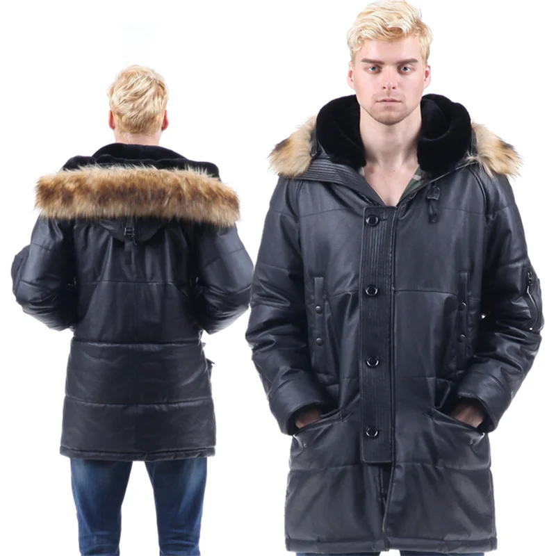 N3B американская военная кожаная куртка полярное пальто парка с капюшоном для