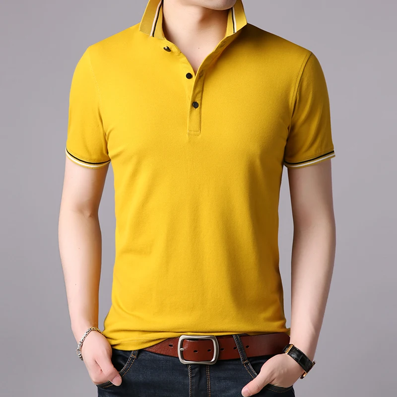 MIACAWOR New Summer Men Polo shirts Solid Color Business Casual Short-sleeve Camisas Breathable Tops Tees T700 | Мужская одежда
