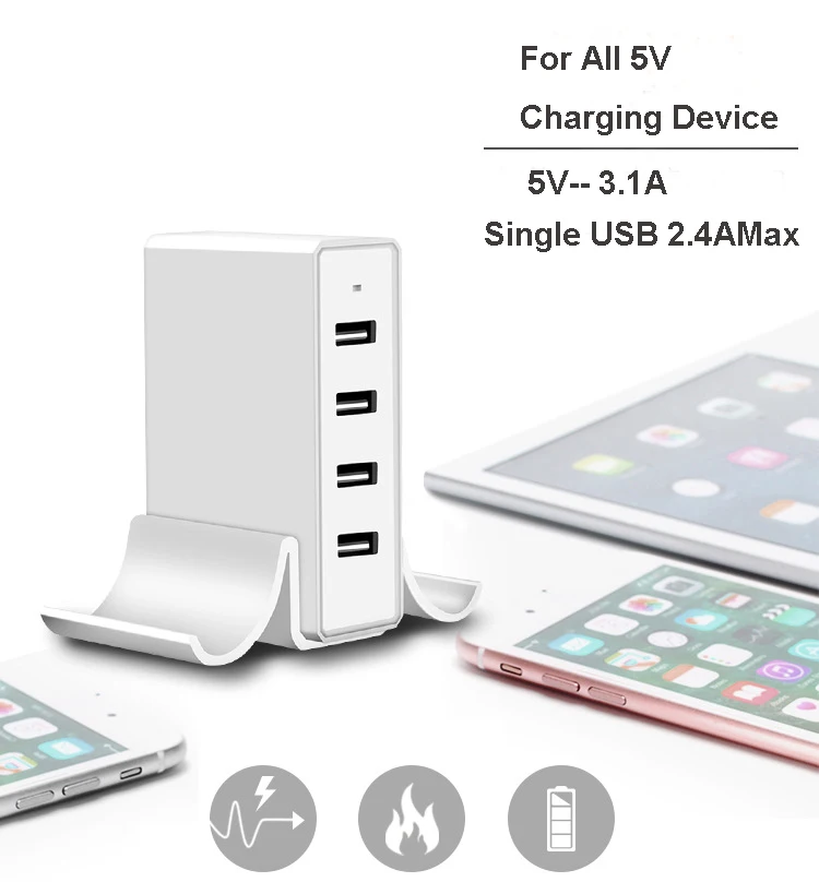 Зарядное устройство для путешествий USB 5V 2.4A 4USB порт быстрая зарядка для iPad samsung Xiaomi Huawei смарт-телефон настольная подставка адаптер питания