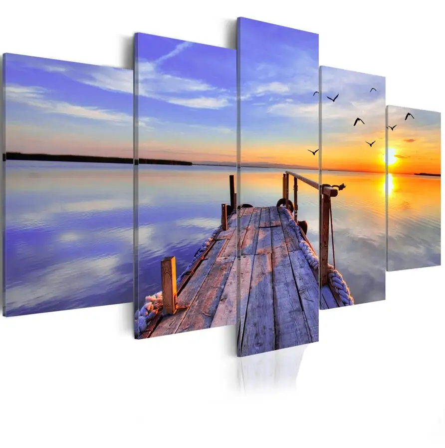

5 Piece Canvas Beach Sunset Posters Prints Wall Art Home Decor Canvas Paintings Wall Decorations Home Office Artwork No Frame