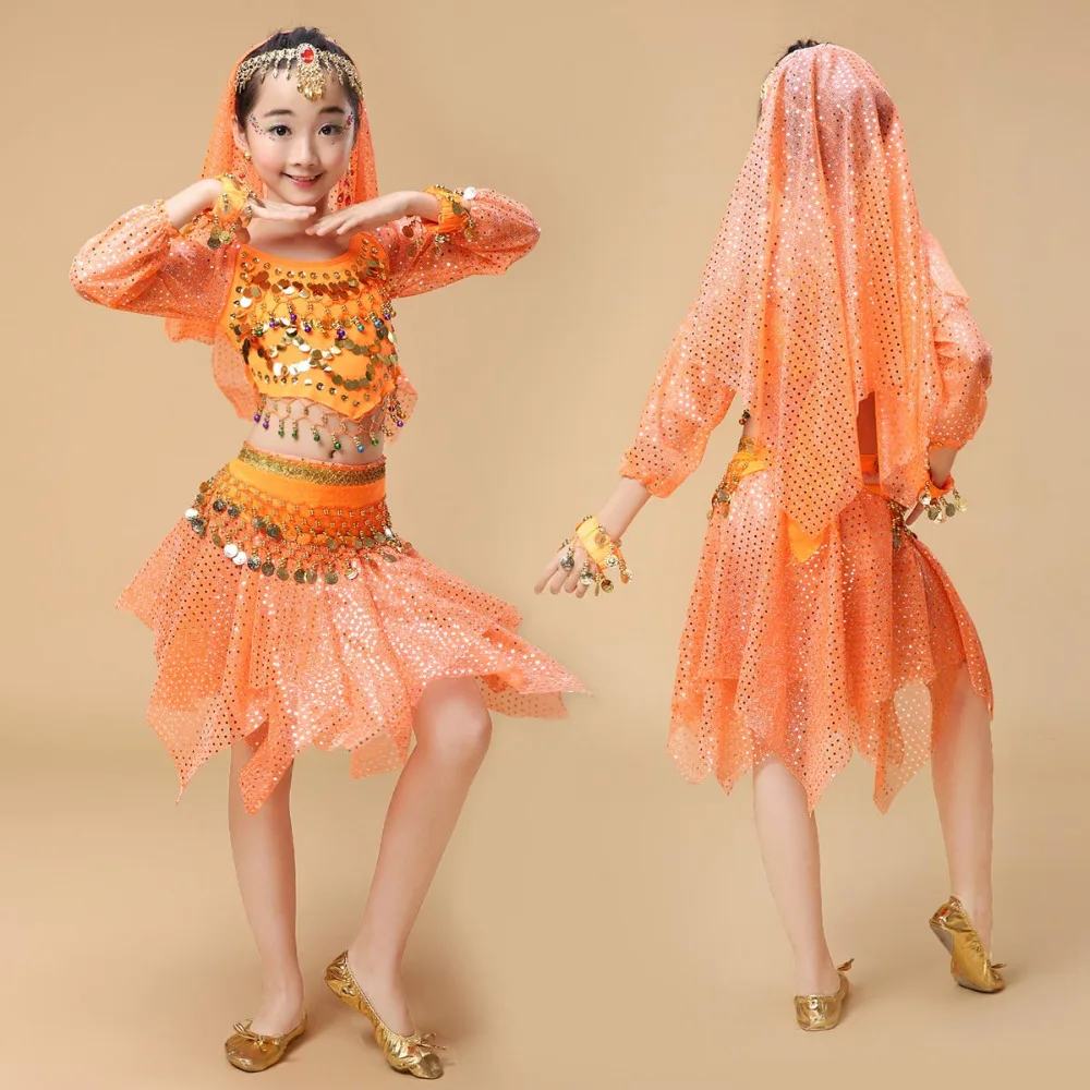 Костюм для девочек в стиле индийского сари 2017 года "Orientale Enfant" для детей, комплект одежды для восточного танца беллидансера.