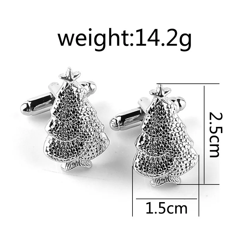 NEW ARRIVAL Chrismas Gift For Men Cufflinks ChristmasTrees Silver Plated Cuff Button French Cuff links images - 6