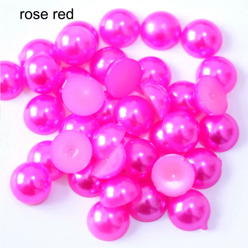 rose red 2-14 мм полукруглые Акриловые Имитация плоские бусины жемчуга для рукоделия украшения ногтей украшения Аксессуары - Цвет: rose red