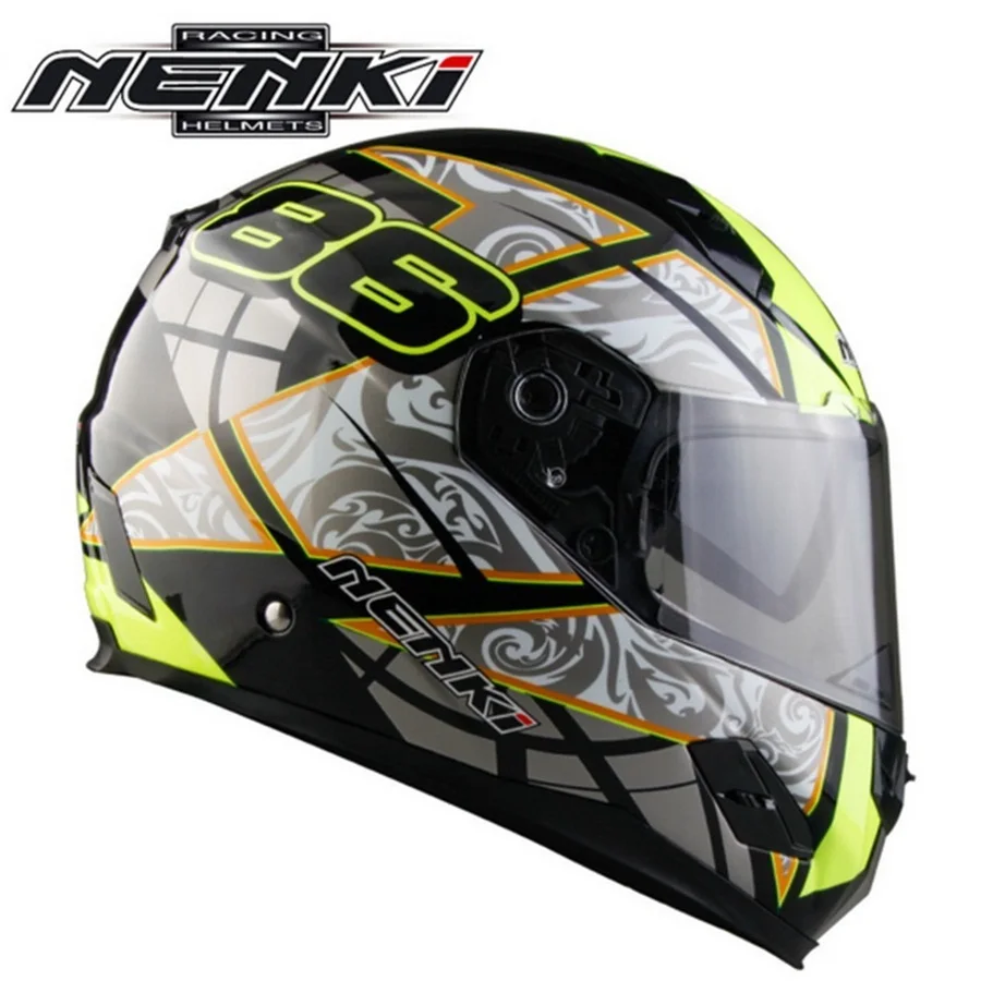 Бесплатная доставка 1 шт. полнолицевой шлем NENKI с двойным козырьком для мотоцикла