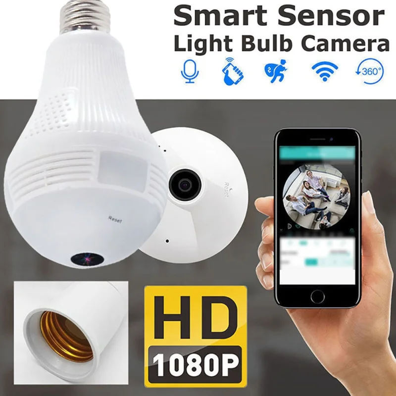 Беспроводная Wi Fi IP камера 1080P умный датчик лампа светильник 360 градусов рыбий глаз