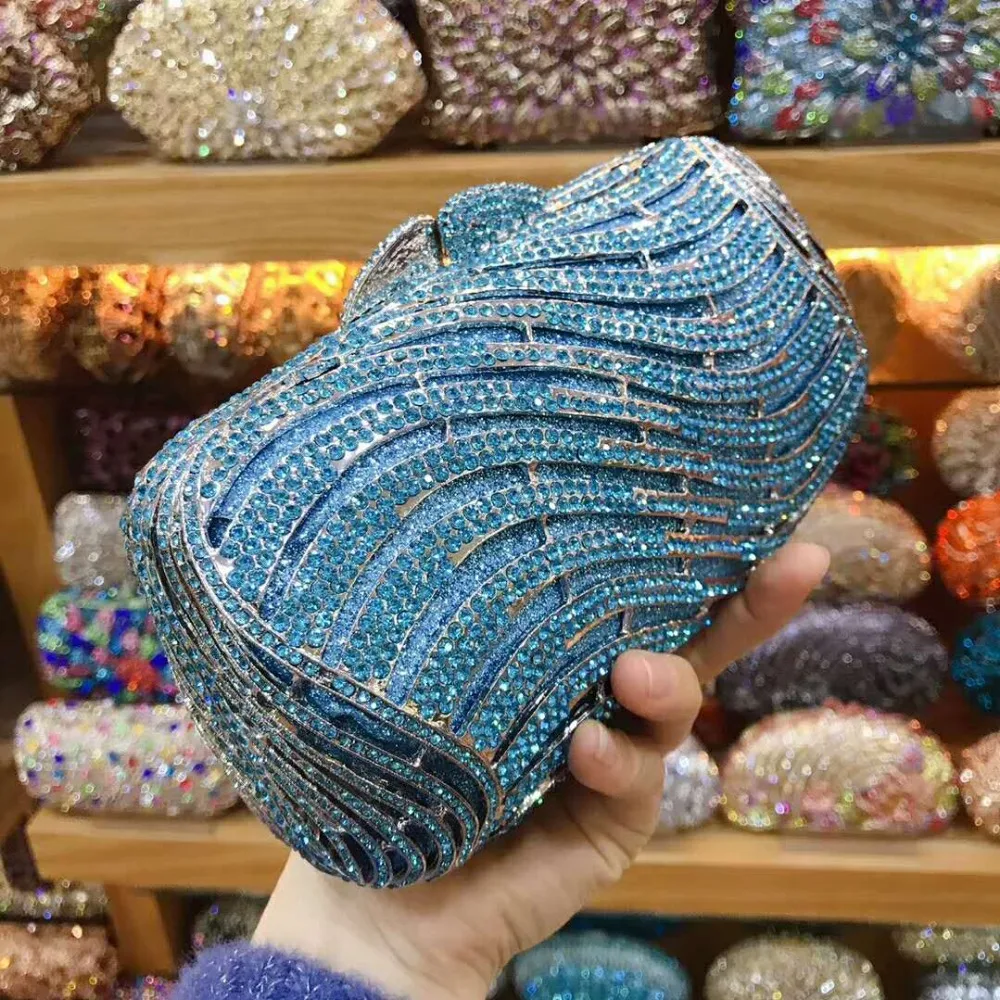 Роскошный клатч XIYUAN с синим/Красным Кристаллом бриллианта золотые стильные