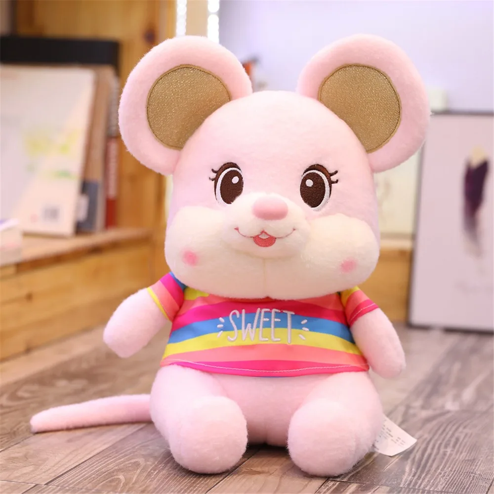 1 шт., новинка, Kawaii mouse, плюшевая кукла, высокое качество, мягкая в ношении мышь, фигурки животных игрушечные, детские подарки на день рождения, Рождество
