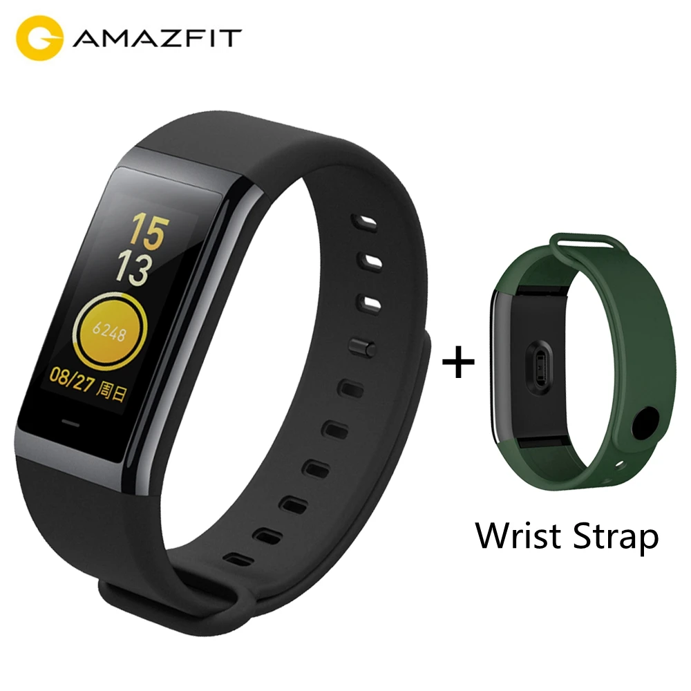 Фитнес-браслет Xiaomi Amazfit Cor английская версия Midong Smart Band 1,2" цветной экран 5 атм водонепроницаемый смарт-браслет - Цвет: Add Green Strap