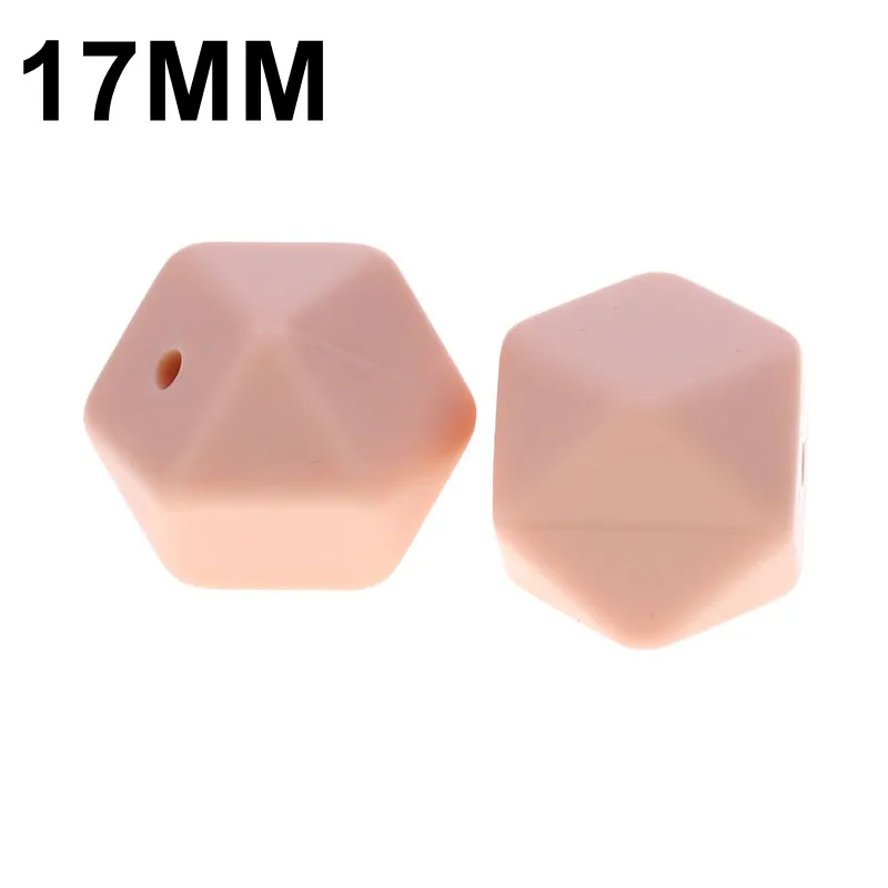54 Peachy Fkisbox 17 мм шестигранник 100 шт силиконовый детский Прорезыватель для зубов, бусы без бисфенола для новорожденных, жевательные прорезыватели для зубов, ожерелье, ювелирные изделия для младенцев, сделай сам, подарок для душа - Цвет: 54 Peachy