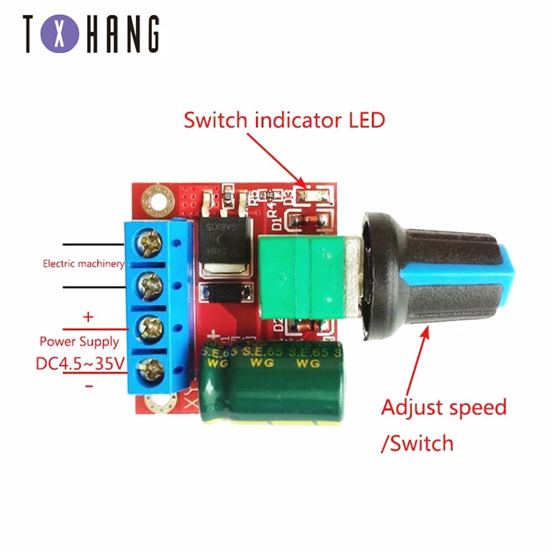 DC мотор мини контроллер скорости ШИМ 4 5 В-35 В переключатель управления скоростью