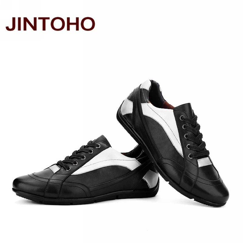 Мужская обувь JINTOHO большие размеры из натуральной кожи с блестками на плоской