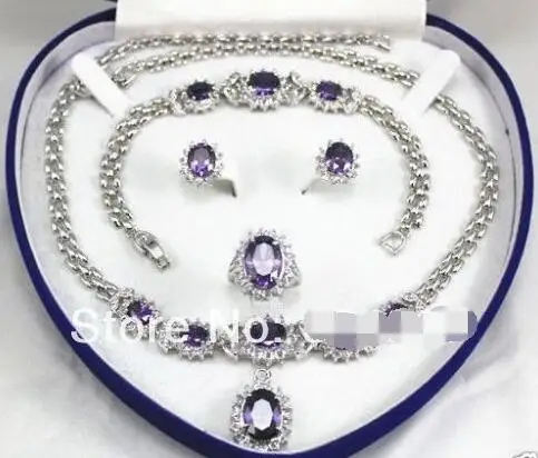 

Women Jewelry Purple Gem 18KGP Earring Bracelet Necklace Ring>>> Free shipping