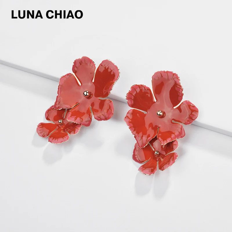 Модные женские аксессуары LUNA CHIAO серьги капельки с эмалированными крупными