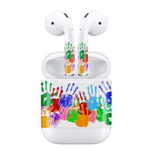 Набор аксессуаров для Apple AirPods Защитная Наклейка для кожи и анти-потерянный ремешок и ушной крючок для Airpods Bluetooth беспроводной наушник - Цвет: Handprints