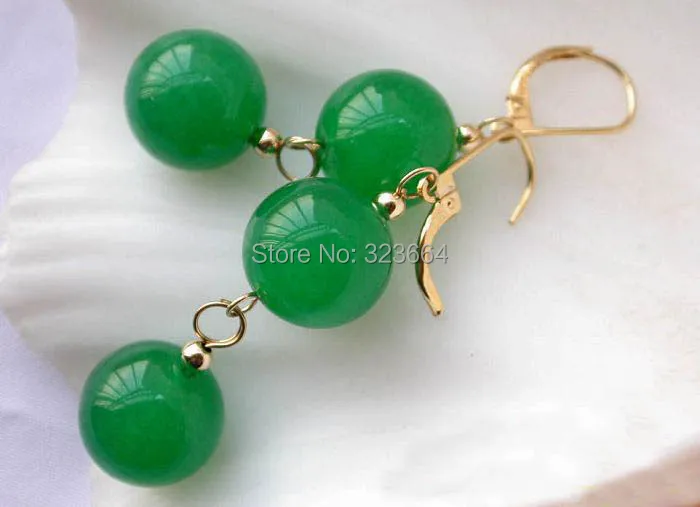 Серьги-Подвески 14 мм из натуральных круглых бусин AA | Украшения и аксессуары