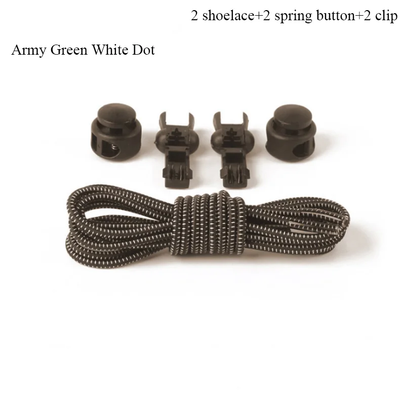 Army Green White Dot Шнурки без завязок, растягивающиеся шнурки, фиксирующий башмак, эластичные шнурки для кроссовок, детские шнурки, шнурки для бега/триатлона - Цвет: Army Green White Dot