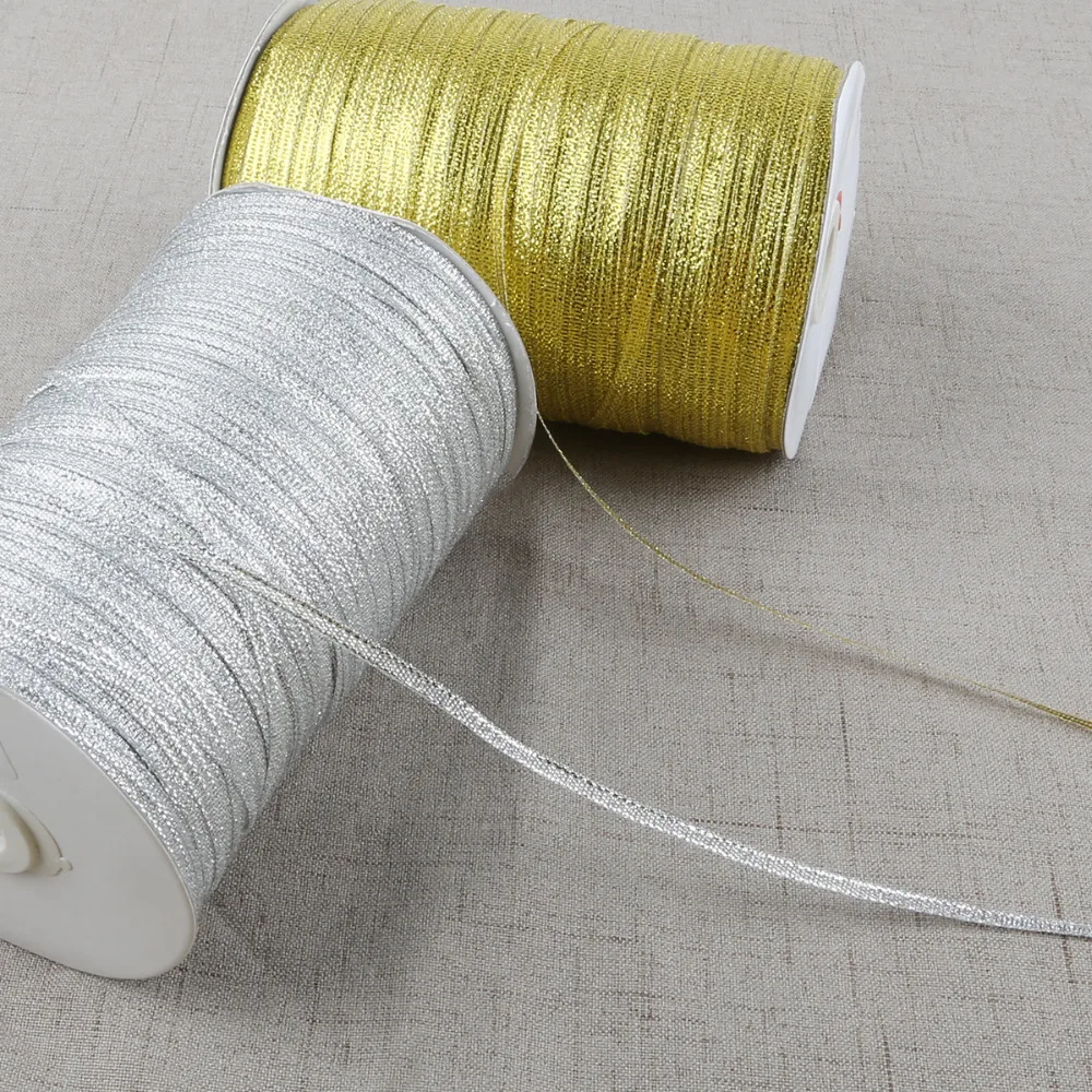 20 ярдов 3 мм ширина золото/серебро металлик Блестящая лента DIY ремесло шитье подарочная упаковка ремень Свадебная вечеринка Рождество год Декор