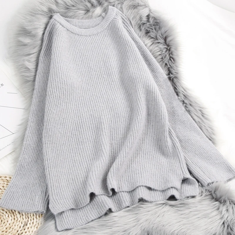 Shellsuning Solid Color Sweater Women Autumn Winter New 2019 Oversized Knitted Pullover Korean Basic Wide Warm Female Jumper Top | Женская