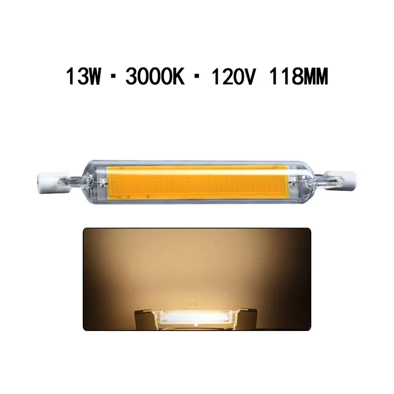 Cob r7s led 118 мм 110 в 120 220 230 В 13 Вт трубчатый стеклянный светильник лампа замена