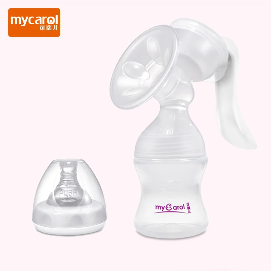 Ручной молокоотсасыватель MyCarol для матерей в комплекте с детской бутылочкой