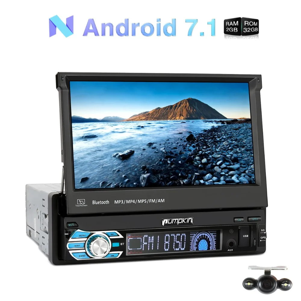 Тыквы 1 Din 7 'ƍ автомобилей Радио нет dvd плеер gps навигации 4 ядра 2G Оперативная