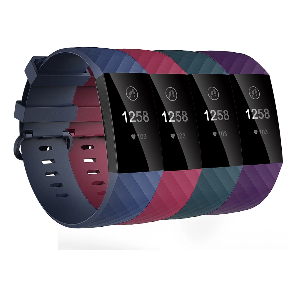 

Honecumi 4 Pack For Fitbit Charge 3 Replacement Watch Strap Fitness Sport Band Wristband for Fitbit Charge 3 Strap Bracelet