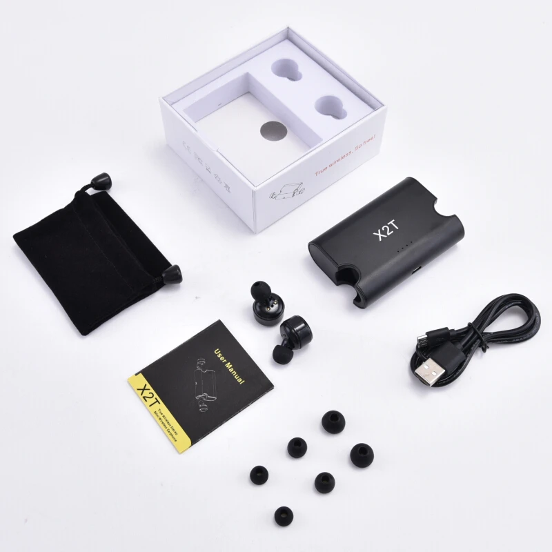 Qiateng Новые портативные беспроводные наушники TWS X2T мини Bluetooth 4 2 1500 мА/ч зарядное