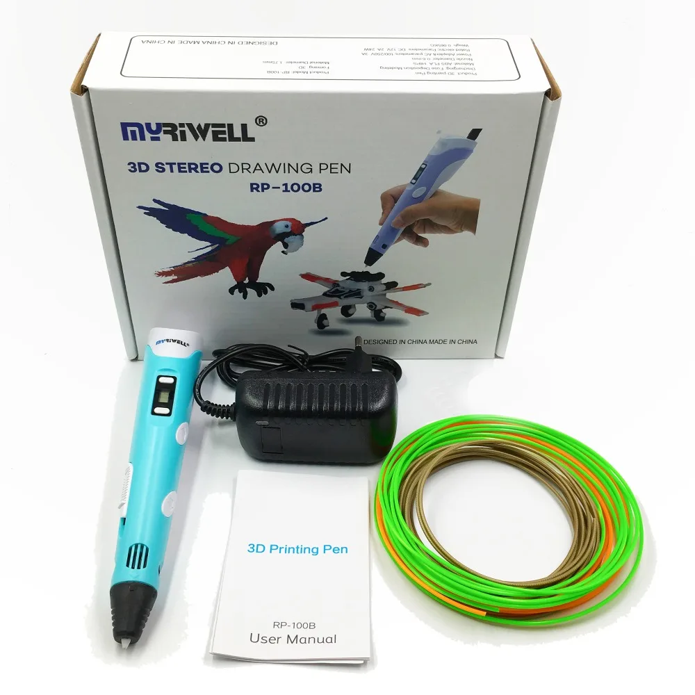 Myriwell 3d Ручка для печати led/ЖК-экран принтер рисования игрушки + 100 м нити