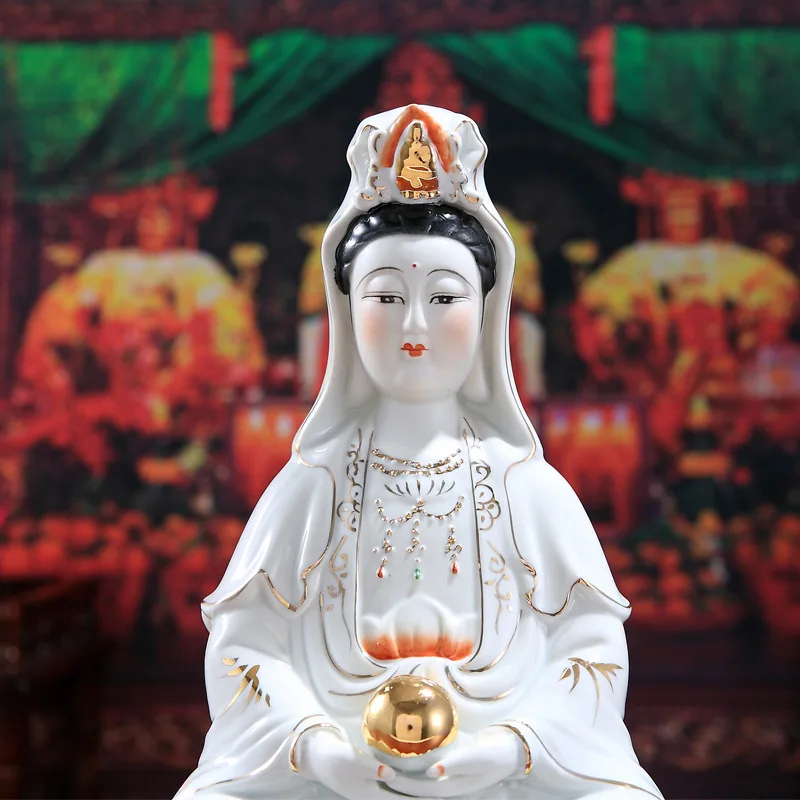 12Inch White Pearl Буддийские Керамика Материал гироборд с колесами 8 дюймов богини богатства и богини милосердия украшение юкм Гуаньинь Бодхисаттвы - Цвет: 12Inch White Pearl