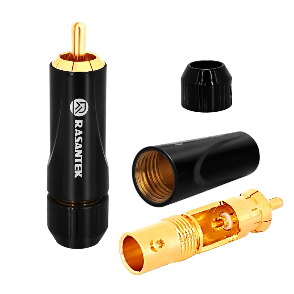RASANTEK латунь Гальванизированный 24K золотой провод конец аудиоразъем пробки RCA для динамиков