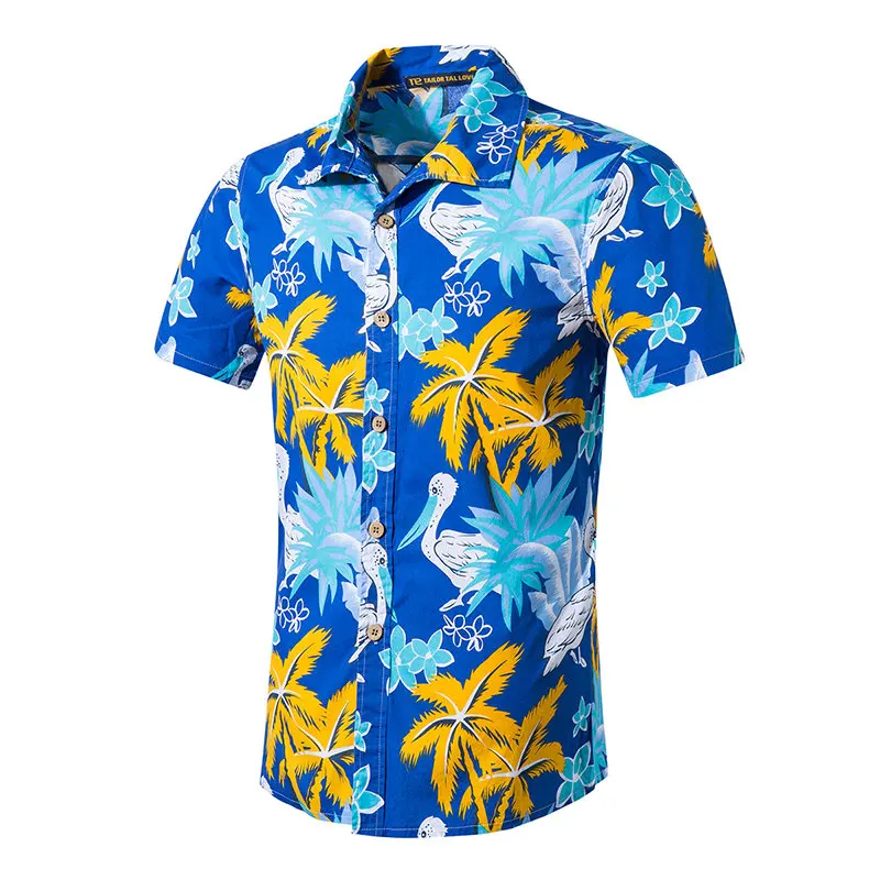 Летняя мужская рубашка camisa masculina пляжный топ с животными белые рубашки уличная