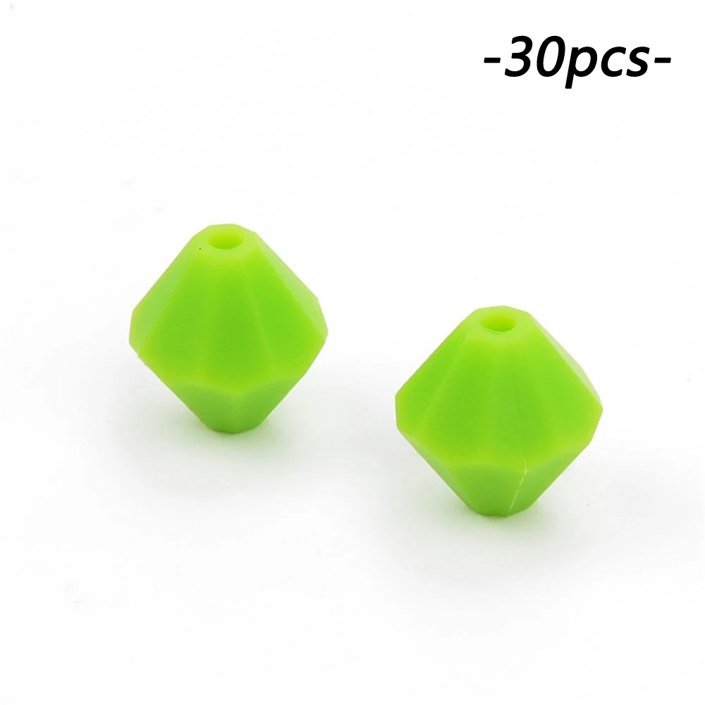 chartreuse 30 шт./партия, алмазные Прорезыватели для зубов, бусины для еды, силиконовые игрушки для прорезывания зубов, геометрические свободные бусины, ювелирные изделия, аксессуары - Цвет: chartreuse