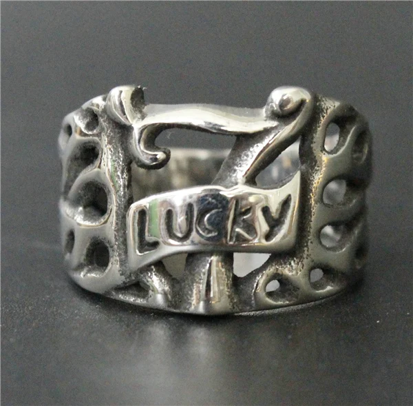 Прямая поставка размер 7 13 пламенное кольцо Lucky 316L из нержавеющей стали для мужчин