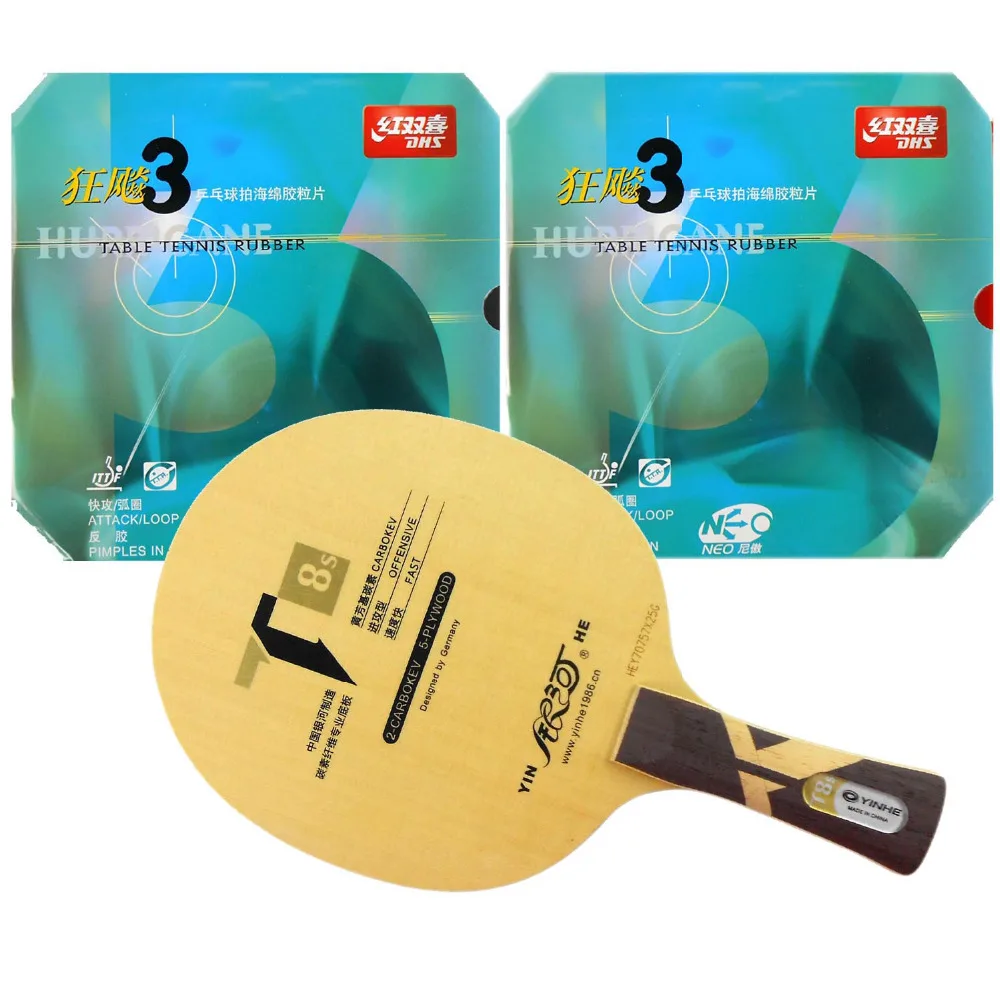 Pro Table Tennis (PingPong) Combo Paddle / Racket: Yinhe T8s T-8s T 8s + 2 Pcs DHS NEO Hurricane3 Long shakehand FL