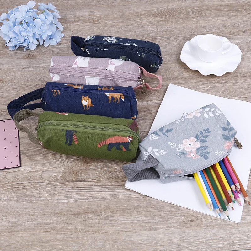 1 шт. новинка пенал из енота альпаки лисы холст канцелярские принадлежности